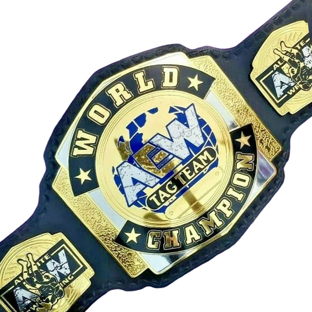 AEW Tag Team Wrestling Championship Belt Adult Size - Brass Metal